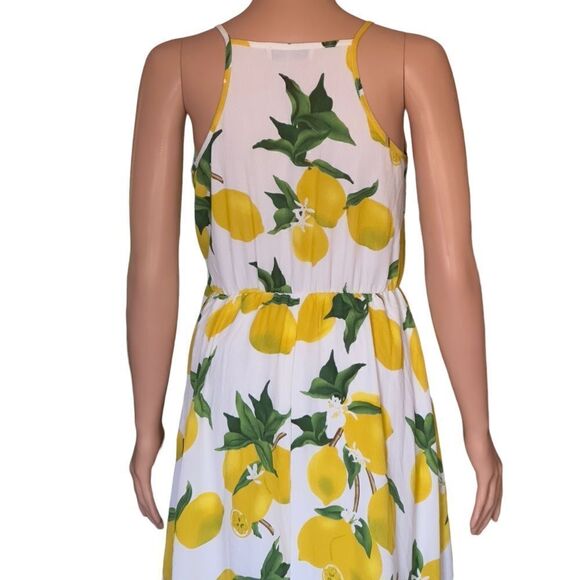 Dream of me Lemon Print Faux Wrap High Low Dress SMALL - Picture 7 of 15